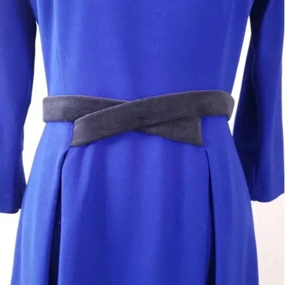 Anthropologie Girls From Savoy Blue Ponte Dress Velvet Bow Taylor Swift Size M - Picture 5 of 10